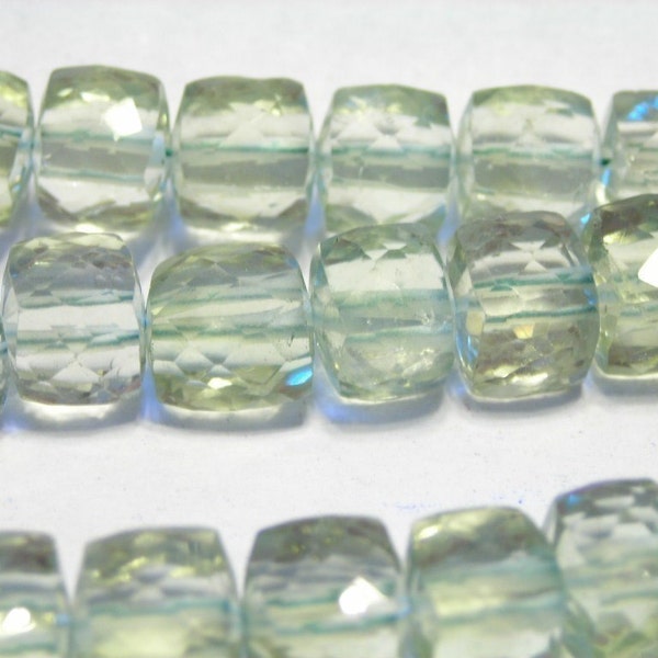 Prasiolite green amethyst faceted 3D cubes 4 pieces 5mm