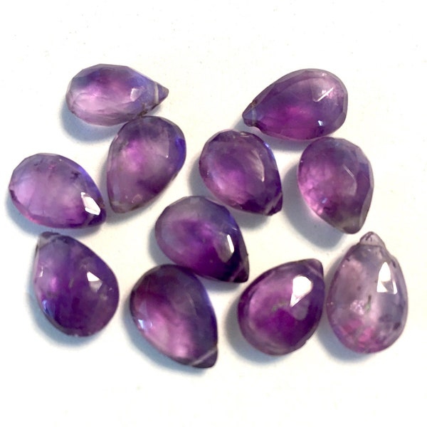 Amethyst faceted gemstone top drilled briolettes 11mm approx READ DESCRIPTION BEFORE ordering please