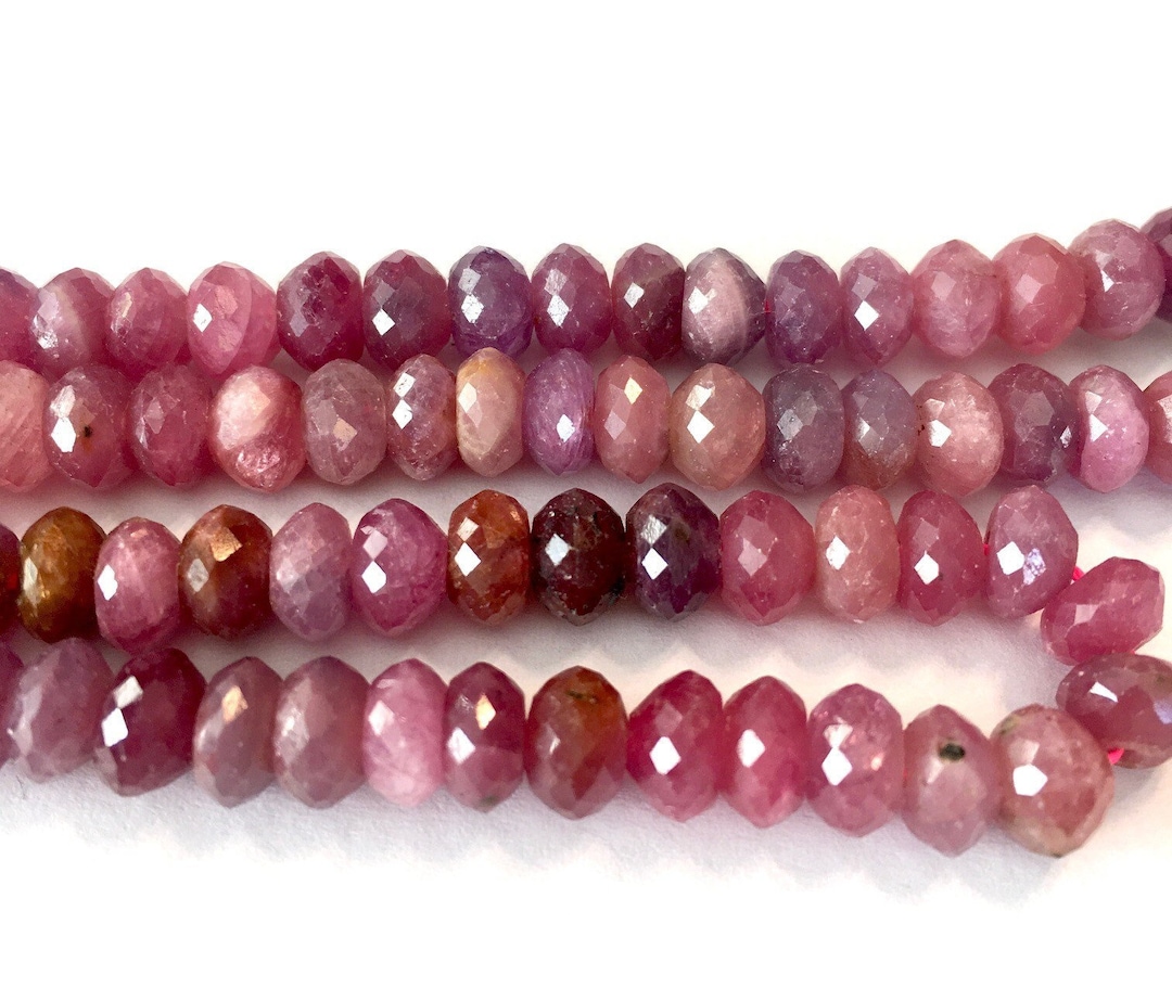 Ruby's Natural Natural Ruby Genuine Gemstone Ruby Faceted Rondelles 5mm Wide 6 Pieces ...