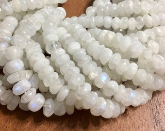 Rainbow moonstone large smooth gemstone rondells WHOLE strand