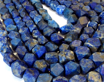 Lapis notched cube beads WHOLE 17" STRAND matte finish 100% natural Afghani stones