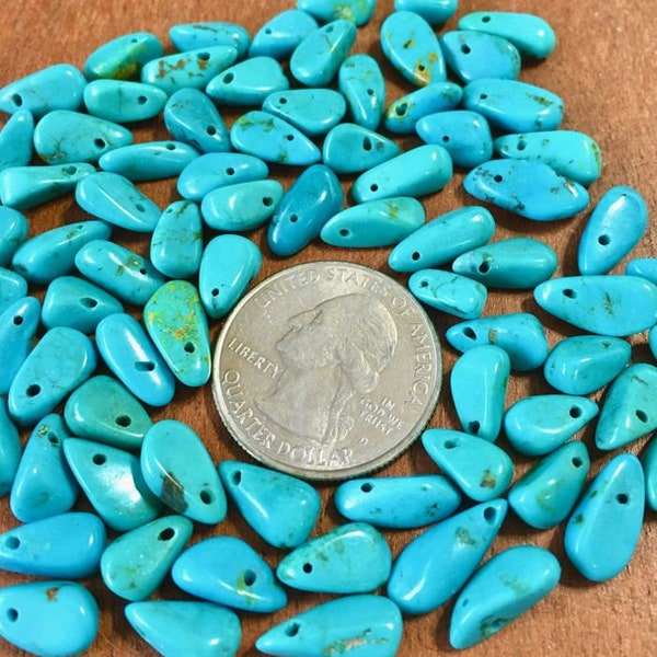 Premium American TURQUOISE Tear Drop shaped Beads top drilled pack of 6