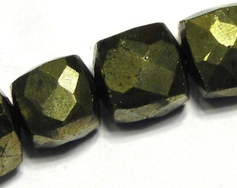 Pyrite faceted cubes 4 beads