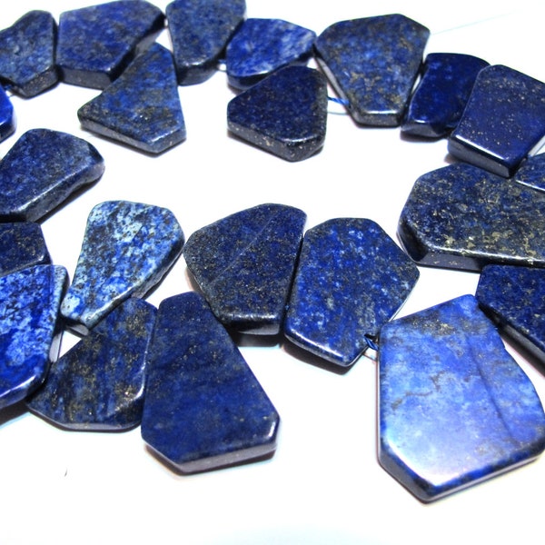 Lapis Lazuli flat organic top drilled drops or pendants slabs