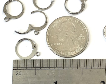 10 stainless steel HOOP leverback earwires 5 pair