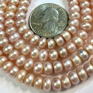 7mm pink natural color rondelle pearls full 15inch strand