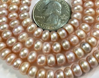 7mm pink natural color rondelle pearls full 15inch strand