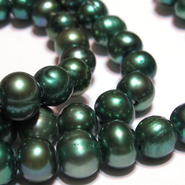 Pearls with GIANT holes green color 7" strand hard to find special large holes