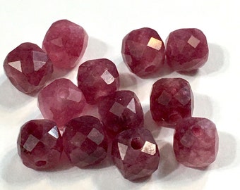 5MM Pink Tourmaline faceted cubes 4 beads