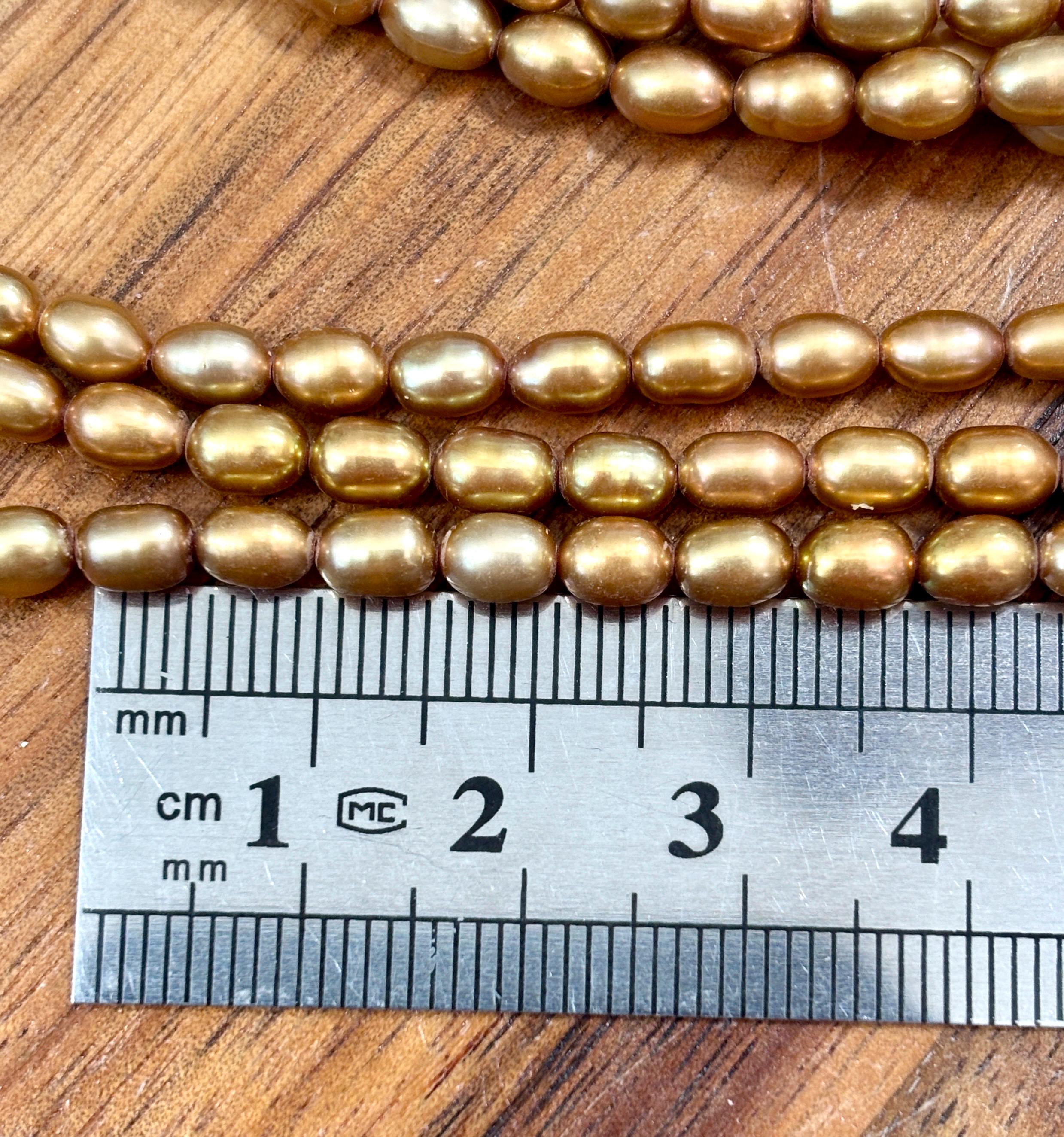 Fresh Water Rice Pearls Champagne Color 5mm Full 16