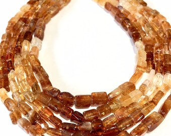 Citrine shaded gemstone flat rectangles full 14 inch strand warm shaded color