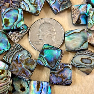 Abalone shell double sided beads whole 16&quot; strand square diamond