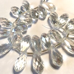 Glacier ICE AB coated clear Faceted Crystal drop briolettes top drilled 17mm