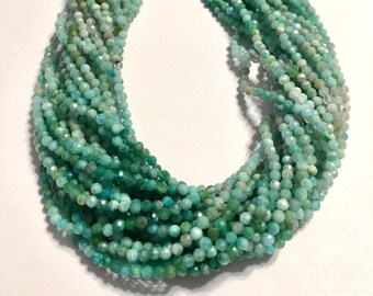 Ombre shaded amazonite gemstone faceted round beads full strand