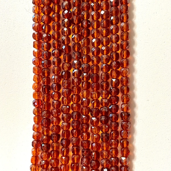 Spessartite Garnet Mandarin garnet beads faceted cube beads orange garnet beads 4mm