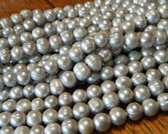 Pearls with GIANT holes silver color WHOLE strand hard to find special large holes