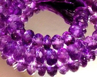 Royal Purple Amethyst Faceted Rondelles AAA 6 beads