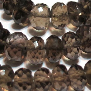 Smoky Quartz faceted large rondells 3 inch strand smokin deal