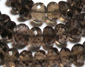 Smoky Quartz faceted large rondells 3 inch strand smokin deal