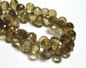 NEW COLOR Mystic quartz Mink Chocolate faceted drops 6 pieces