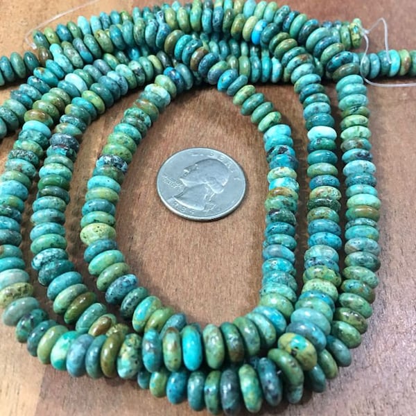 REAL GREEN TURQUOISE Rondelle shape great color uniform size whole or half strand