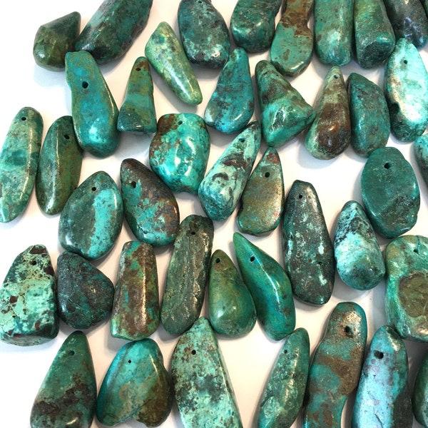 REAL TURQUOISE large top drilled drops and nuggets great color great deal whole or half strands available