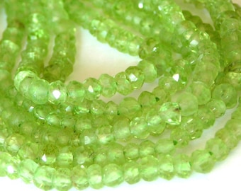 Peridot WHOLE STRAND teeny tiny faceted rondells 14 inch strand