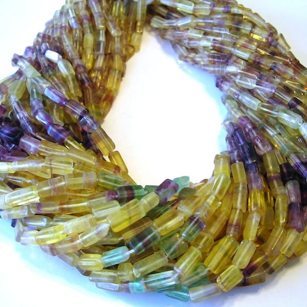 Flourite shaded rectangular beads full 14" stand.