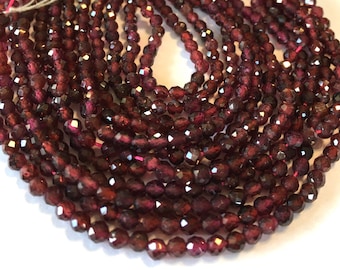 Garnet Microfaceted round beads WHOLE 15 inch STRAND excellent quality