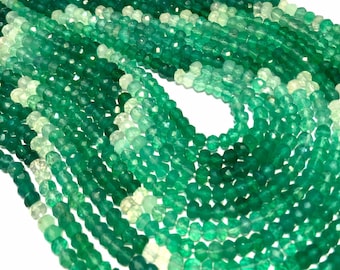 Green onxy faceted rondells shaded color AAA quality
