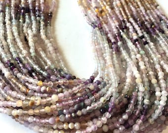 Fluorite faceted 3mm round beads full strand