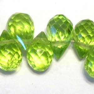 Peridot faceted tear drops 6 pieces