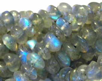 Labradorite smooth button rondells whole 14" strand good flash