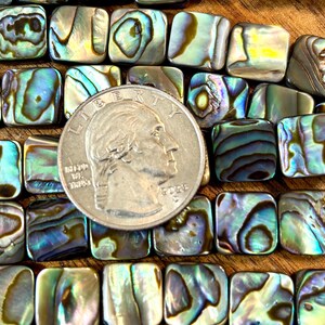 Abalone shell double sided beads whole 16&quot; strand 10mm x 10mm squares excellent quality