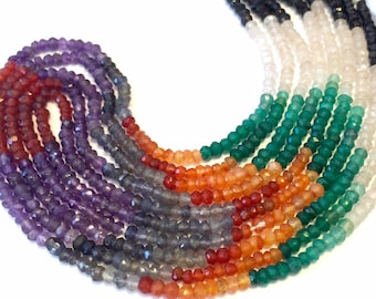 Premium Quality Mixed gemstone faceted rondelles full strand