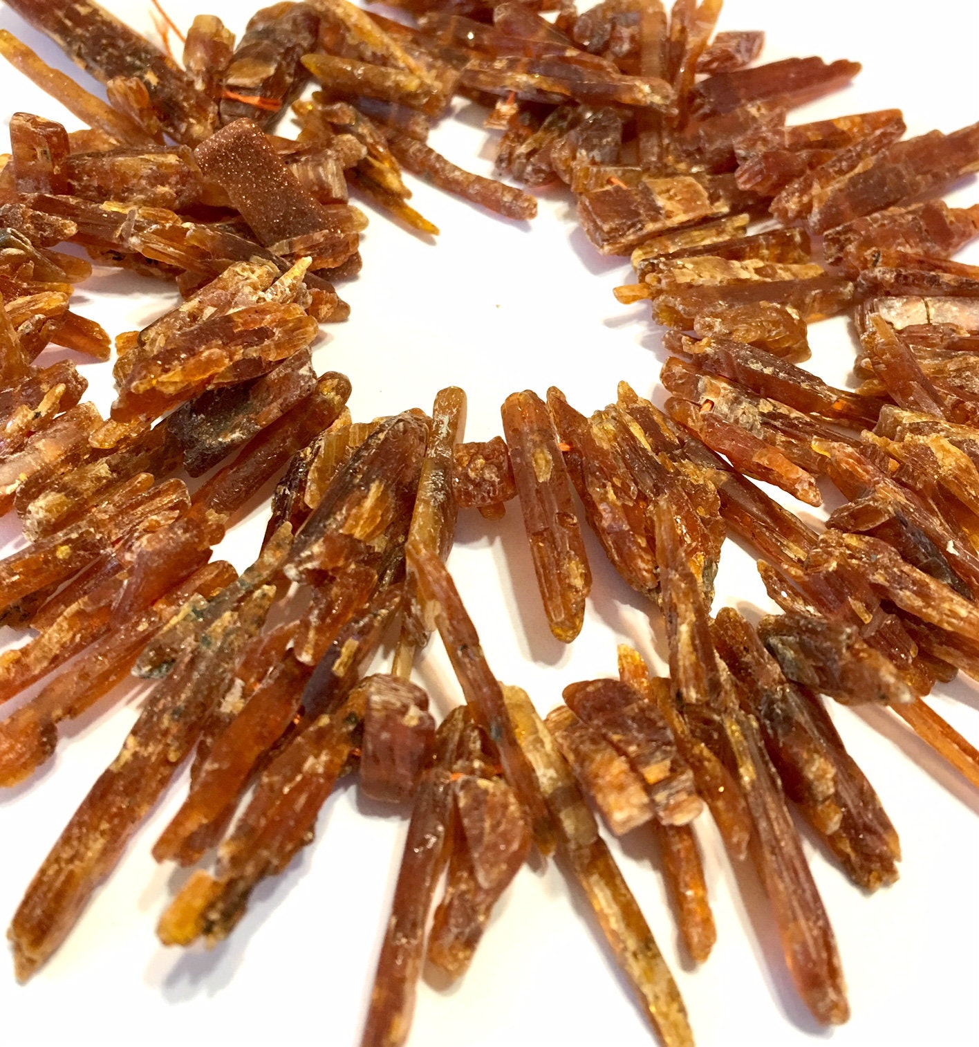 Orange Kyanite top drilled rustic shards 10 pieces rare color