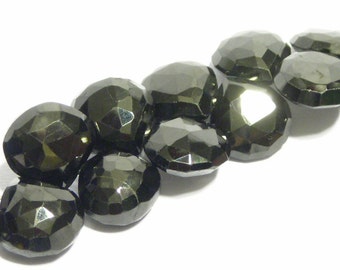 Black Spinel small faceted gemstone heart briolettes 8 pieces