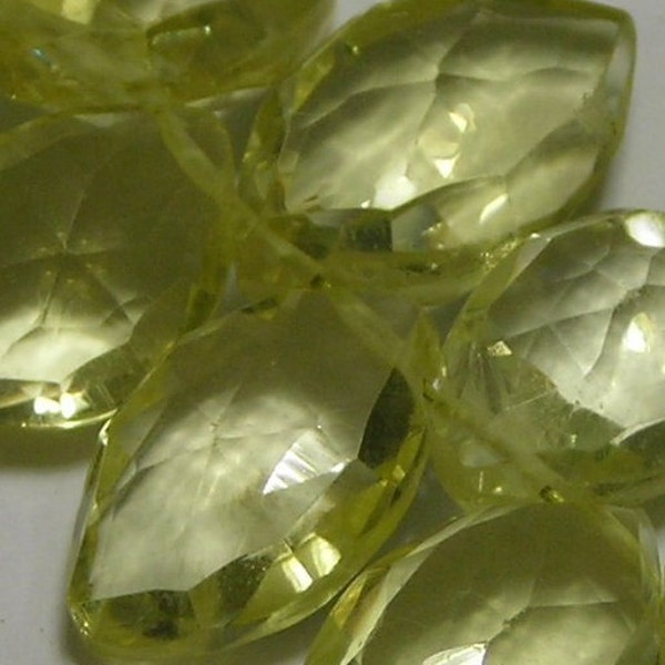 Lemon quartz faceted Marquis briolettes 6 pieces