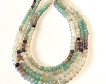 Mixed gemstone faceted round beads full strand