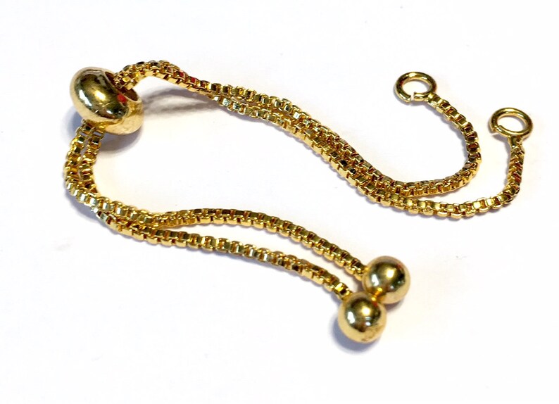 Shorter Bracelet making box chain with slider clasp base GOLD make a BOLO bracelet ball end