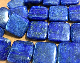 Lapis 20 mm smooth flat squares WHOLE or HALF STRAND