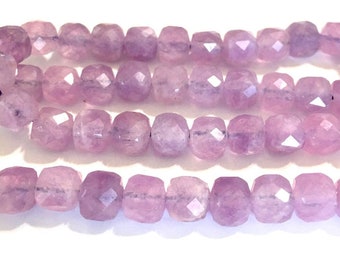 Amethyst faceted cubes 4 beads Lavender Amethyst 6-7mm