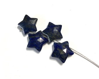 Lapis Lazuli gemstone faceted star beads 4 pieces