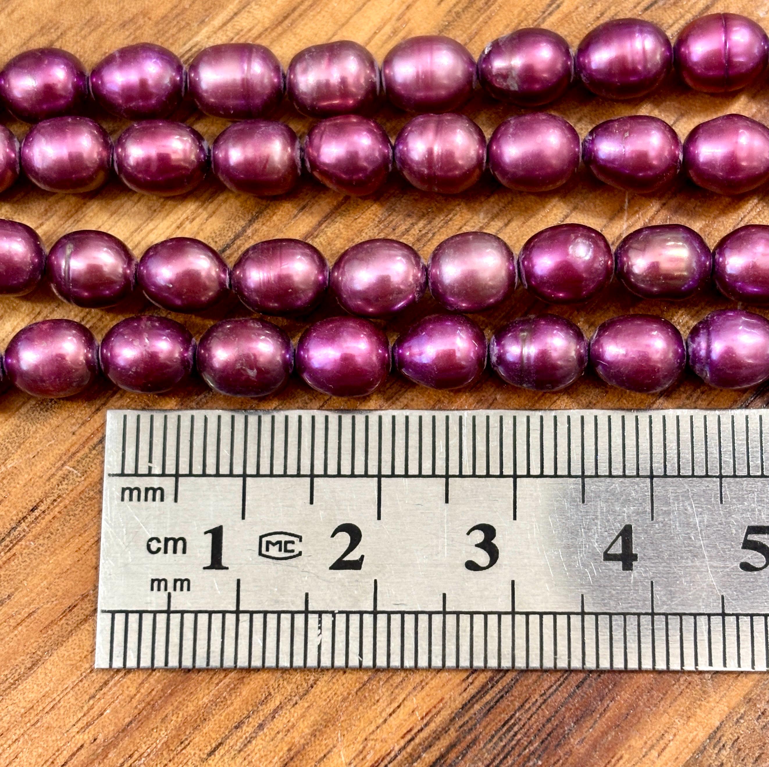 Fresh Water Rice Pearls Orchid Purple Color 5mm Full 16