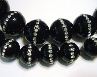 Swarovski crystal set Black onyx round bead set 3 pieces