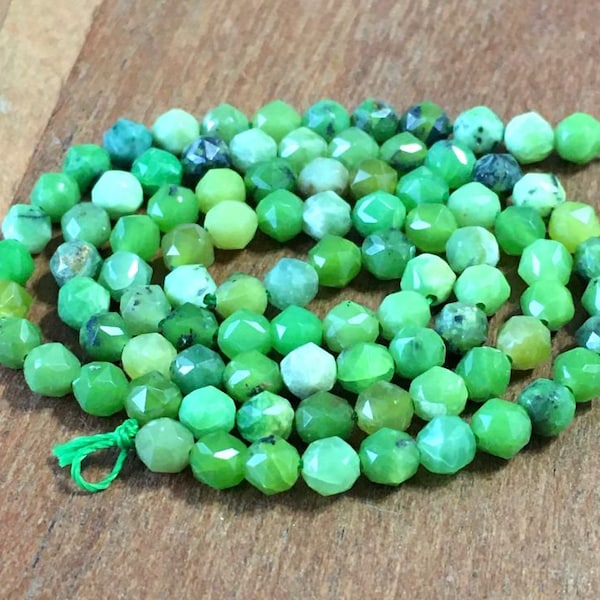 Chrysoprase apple green Chinese Chrysoprase 4mm faceted round beads whole or half strand