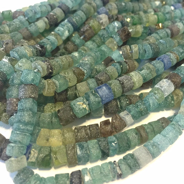 Ancient roman glass beads LARGER rustic heishi spacers