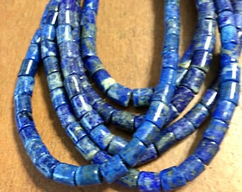 Lapis tube heishi 5mm beads whole strand