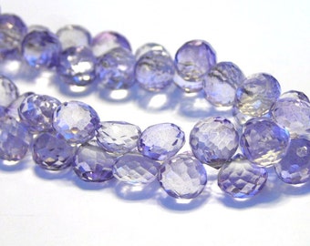 Mystic Quartz pale french lilac faceted candy kiss onion briolettes 4 pieces