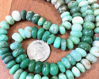 BIG 10mm Chrysoprase smooth rondelles shaded green Australian chrysoprase whole or half strand